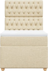 vidaXL Κρεβάτι Boxspring με Στρώμα Κρεμ 100 x 200 εκ. Υφασμάτινο