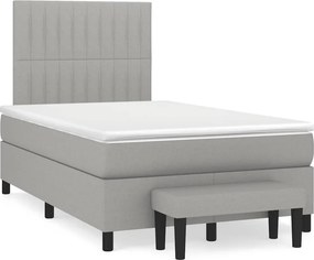 vidaXL Κρεβάτι Boxspring με Στρώμα Ανοιχτό Γκρι 120x190 εκ. Υφασμάτινο