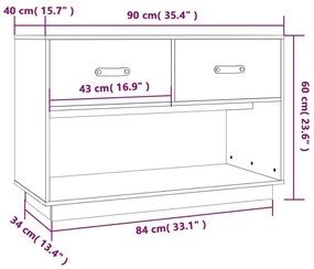 Έπιπλο Τηλεόρασης Λευκό 90x40x60 εκ. από Μασίφ Ξύλο Πεύκου - Λευκό