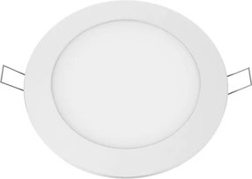 Led slim panel λευκό στρογγυλό χωνευτό 12W 230V θερμό λευκό φως 3000k δέσμης 120° 900lm
