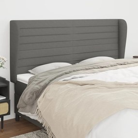 Κεφαλάρι με Πτερύγια Σκούρο Γκρι 163x23x118/128 εκ. Υφασμάτινο - Γκρι
