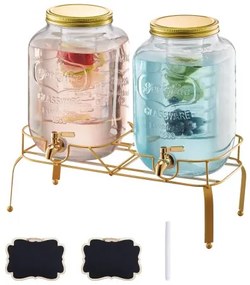 VEVOR Drink Dispenser 8L Beverage Dispenser for Parties Glass with Stand 2PCS
