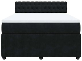 vidaXL Κρεβάτι Boxspring με Στρώμα Μαύρο 160x200 εκ. Βελούδινο