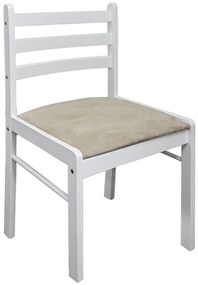 Καρέκλες Τραπεζαρίας 4 τεμ. Λευκές Καουτσουκόδεντρο/Βελούδο - Λευκό