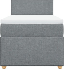 vidaXL Κρεβάτι Boxspring με Στρώμα Ανοιχτό Γκρι 90x190 εκ. Υφασμάτινο