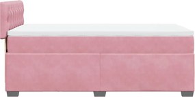vidaXL Κρεβάτι Boxspring με Στρώμα Ροζ 90x190 εκ. Βελούδινο
