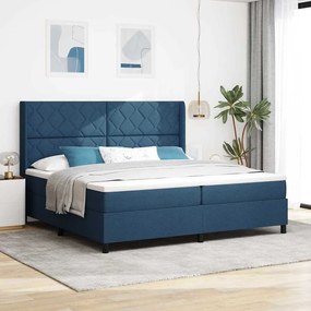 vidaXL Κρεβάτι με ελατήρια με στρώμα Μπλε 200 x 200 cm ύφασμα