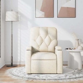 vidaXL Πολυθρόνα Μασάζ Ανακλινόμενη Κρεμ Υφασμάτινη