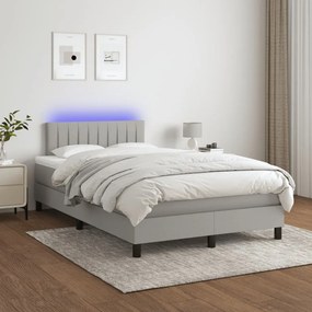 vidaXL Κρεβάτι Boxspring με Στρώμα &amp; LED Αν.Γκρι 120x190εκ. Υφασμάτινο