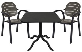 Τραπεζαρία Groovy-Gentle σετ 3τεμ PP ανθρακί 80x80x74,5εκ. 80x80x74.5 εκ.