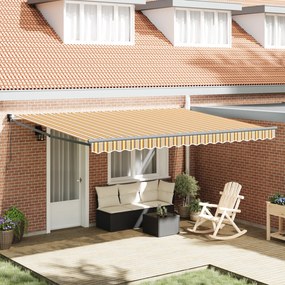 vidaXL Χειροκίνητη Αναδιπλούμενη Τέντα Ριγέ 450x300 cm