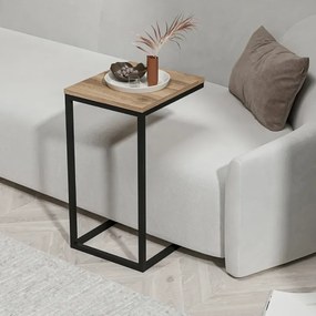 Τραπεζάκι καναπέ C τύπου μέταλλο και ξύλο 35x40x65 cm