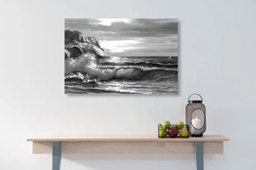 Εικόνα πρωινού στη θάλασσα σε ασπρόμαυρο - 120x80