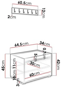 Σετ διαδρόμου Trenton 134, 207x64x34cm, 25 kg, Πλαστικοποιημένη μοριοσανίδα, Οικολογικό δέρμα, Εντοιχισμένη, Τοίχου | Epipla1.gr