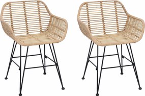 vidaXL Καρέκλα τραπεζαρίας 2 pcs Καλάμι και Σίδερο Φυσικό