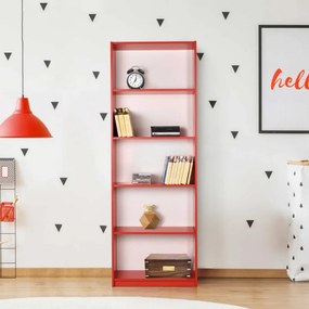 Βιβλιοθήκη Max Megapap χρώμα κόκκινο 58x23x170εκ.