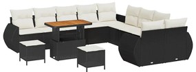 vidaXL Σετ Καναπέ Κήπου 13 pcs Μαύρο συνθετικό ρατάν