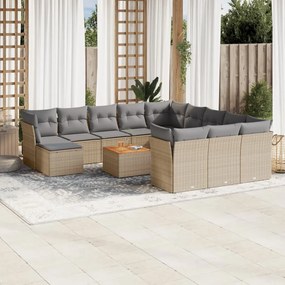 vidaXL Patio Sofa Set 11-θέσια Μίξη μπεζ και ανοιχτό γκρι