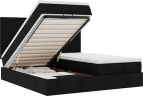 vidaXL Οθωμανικό κρεβάτι με στρώματα Μαύρο 180x200cm Ύφασμα