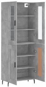 vidaXL Ντουλάπι Γκρι Σκυροδέματος 69,5x34x180 εκ. Επεξεργασμένο Ξύλο