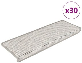 vidaXL Πατάκια Σκάλας Αυτοκόλ. 30 τεμ. Όψη Σιζάλ Πλατίνα 65x21x4 εκ.