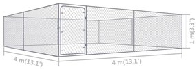 Κλουβί Σκύλου Εξωτερικού Χώρου 4 x 4 x 1 μ. Γαλβανισμένο Ατσάλι - Ασήμι