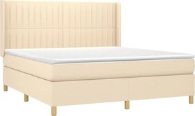 vidaXL Κρεβάτι Boxspring με Στρώμα Κρεμ 160x200 εκ. Υφασμάτινο