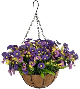 Τεχνητό Κρεμαστό Φυτό Gerbera 20637 40x40x46cm Multi GloboStar Ύφασμα