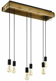 Φωτιστικό Οροφής - Ράγα 43592 Wootton Vintage 6/E27 Wood Natural Black Eglo Metal,Wood