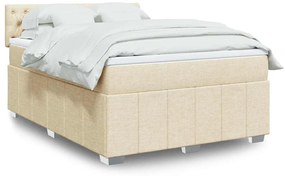 vidaXL Κρεβάτι Boxspring με Στρώμα Κρεμ 140x190 εκ. Υφασμάτινο