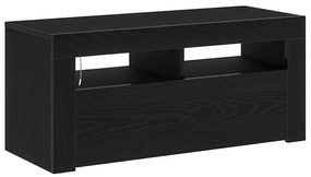 vidaXL Ντουλάπι τηλεόρασης με LED Μαύρη Δρυς 90x35x40 εκ. Επεξεργασμένο ξύλο