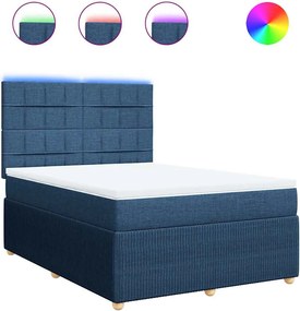 vidaXL Κρεβάτι Boxspring με Στρώμα Μπλε 140x190 εκ. Υφασμάτινο