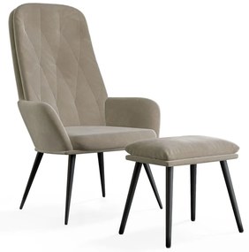 vidaXL Πολυθρόνα Relax με Υποπόδιο Ανοιχτό Γκρι Βελούδινη