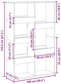 Βιβλιοθήκη Όψη Παλαιού Ξύλου 100x33x155,5 εκ. ΕπΞύλο Ξύλο - Καφέ
