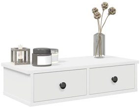 vidaXL Ράφι τοίχου με συρτάρια Λευκό 60x28x15 cm Κατασκευασμένο ξύλο