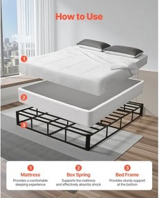 VEVOR Box Spring Queen Size Bed Frame with Fabric Cloth 79.1L x 59.6W x 9.1H in