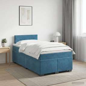 vidaXL Κρεβάτι box spring με στρώμα Μπλε 120 x 190 cm Βελούδο