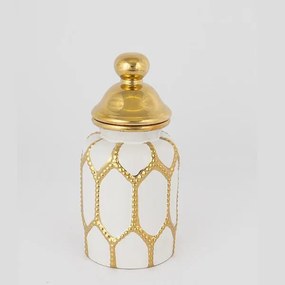 ΒΑΖΟ ΜΕ ΚΑΠΑΚΙ ΚΕΡΑΜΙΚΟ ΛΕΥΚΟ - ΧΡΥΣΟ 12.5x26cm|752-20104