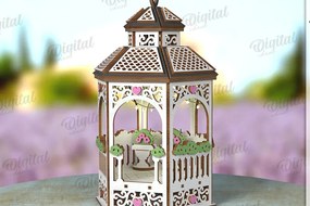 Σετ των 2 Intra απο ξύλο plywood 3mm-4mm πάχος 3D Gazebo Lantern Δίασταση 30x20 cm INTRAFABR-122128485