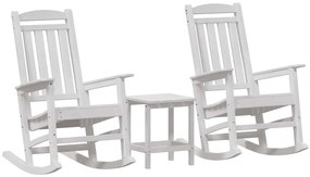 vidaXL Κουνιστή καρέκλα 3 pcs Λευκό Πολυαιθυλένιο