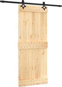 vidaXL Συρόμενη Πόρτα Φυσικό και Μαύρο 85 x 210 cm
