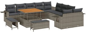 vidaXL Σετ Καναπέ Κήπου 13 pcs Γκρι συνθετικό ρατάν
