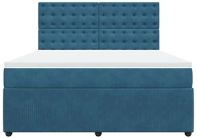 vidaXL Κρεβάτι Boxspring με Στρώμα Μπλε 180x200 εκ. Βελούδινο