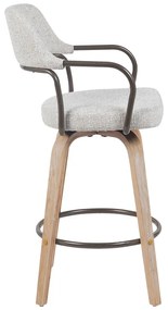 Σκαμπό μπαρ Tertia pakoworld περιστρεφόμενο μεσαίου μεγέθους μέταλλο-ξύλο με ύφασμα σε μπεζ-καφέ απόχρωση 54x52x98εκ