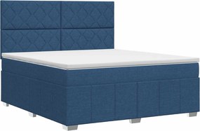 vidaXL Κρεβάτι box spring με στρώμα Μπλε 140 x 200 cm Ύφασμα