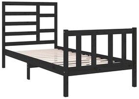 vidaXL Πλαίσιο Κρεβατιού Μαύρο 75 x 190εκ. από Μασίφ Ξύλο Small Single