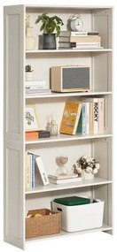 VEVOR 5 Tiers Wide Bookshelf 68&quot; Wooden Freestanding Open Bookcase Shelf White