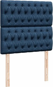 vidaXL Κρεβάτι Boxspring με Στρώμα Μπλε 90x190 εκ.Υφασμάτινο