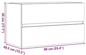 Ντουλάπι Νιπτήρα Όψη Παλαιού Ξύλου 90x38,5x45 εκ. Επεξεργ. Ξύλο - Καφέ