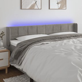 Κεφαλάρι Κρεβατιού LED Ανοιχτό Γκρι 203x16x78/88 εκ. Βελούδινο 3123302